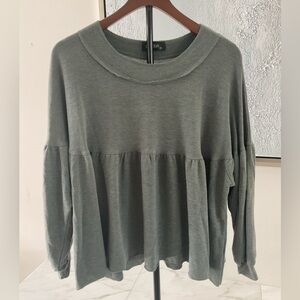 Papillon Green Oversized  Baby doll sweatshirt  with Bishop sleeves . .